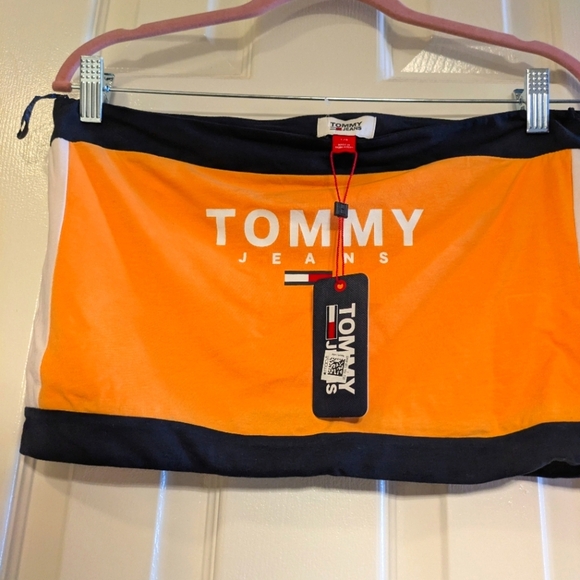 Tommy Hilfiger Colorblock Flag Logo Bandeau Crop Top Shirt - Picture 3 of 6